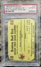 1988 RED SOX PASS VALID MIKE GREENWELL CYCLE/ROGER CLEMENS 291Ks/BOGGS .366 PSA