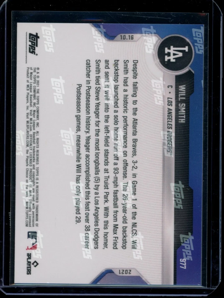 2021 Topps Now #977 Will Smith Base Card - Image 2 of 2