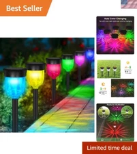 Solar Outdoor Path Lights, Color Changing Waterproof IP65 Auto On/Off Solar L...