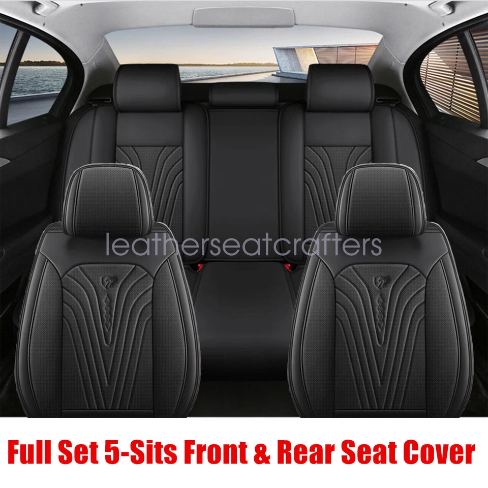 Car 5-Sits Leather Perforated Seat Cover Full Set Protector Cushion For Toyota - Image 4 of 4