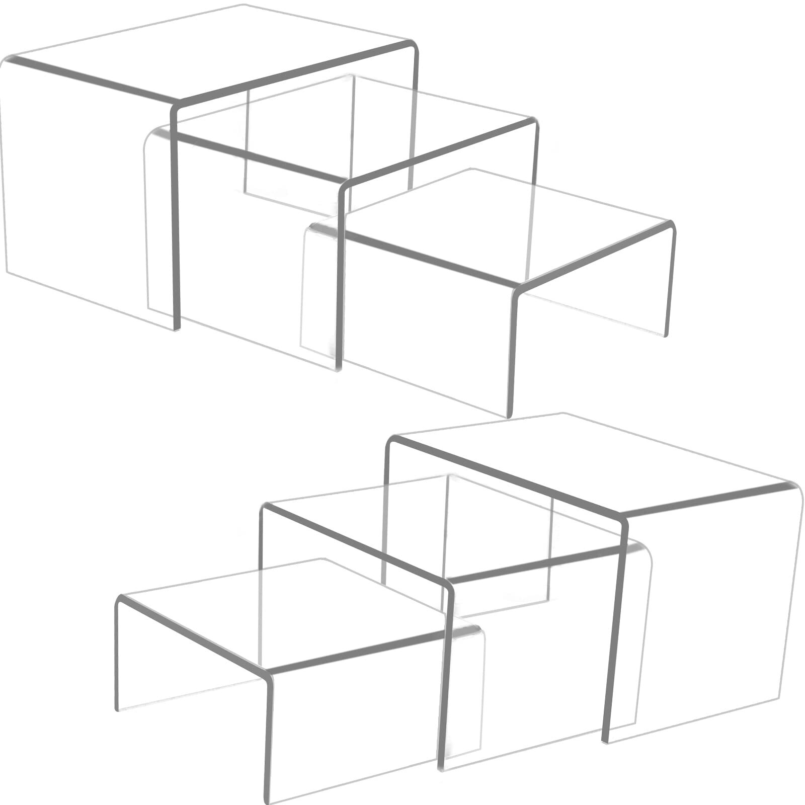Ouskr 6 Pcs Acrylic Risers for Display, Acrylic Display Riser, Clear Display ...
