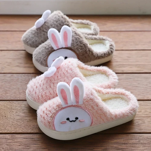 Neu Slipper für Zuhause pelzig süß Flip Flop Kaninchen drinnen Holzboden warm Baumwolle - Bild 2 von 21