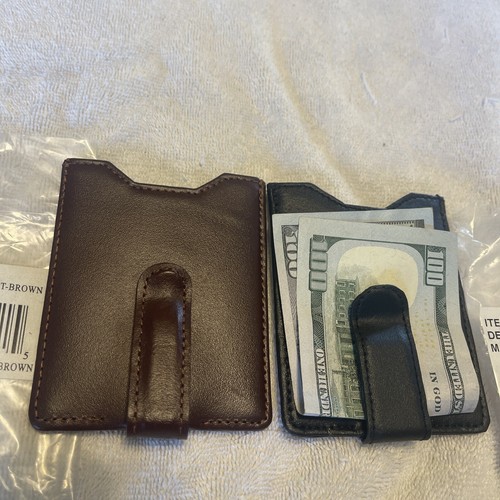 Schlanke Geldbörse für Männer mit Kartenhalter Geldklammer schwarz und braun (2er-Pack) - Bild 2 von 5