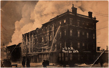 1912 Fire at Hotel Windham Bellows Falls Vermont VT RPPC Postcard Disaster Photo