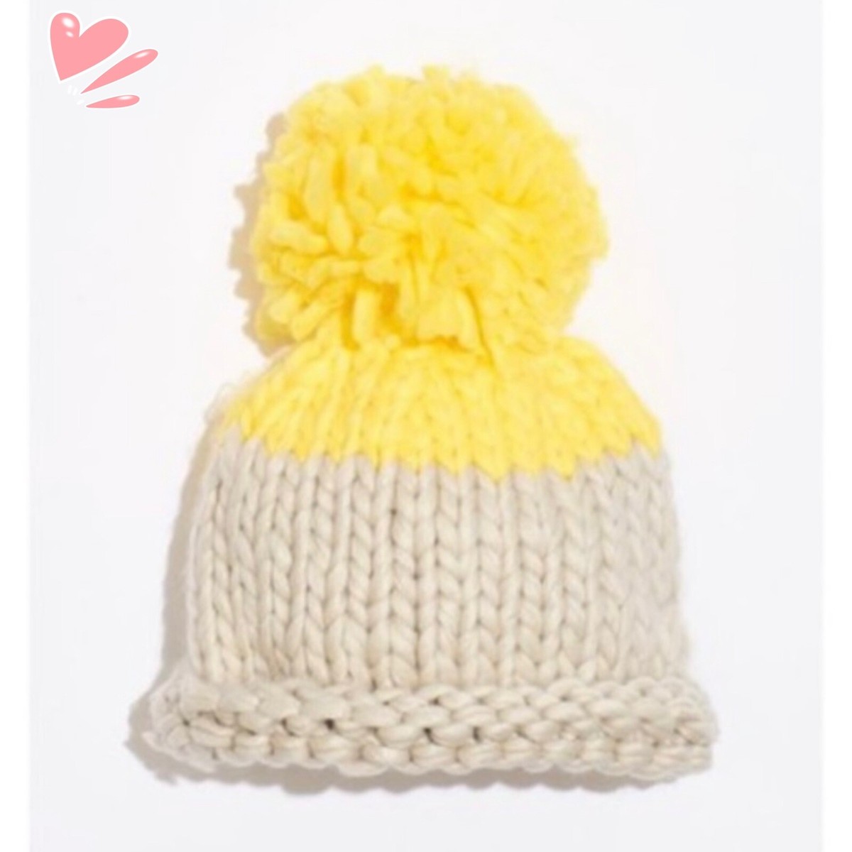 New Free People’s Cozy Up Pom Pom Beanie in Yellow/Cream one size Free People Women main image 4