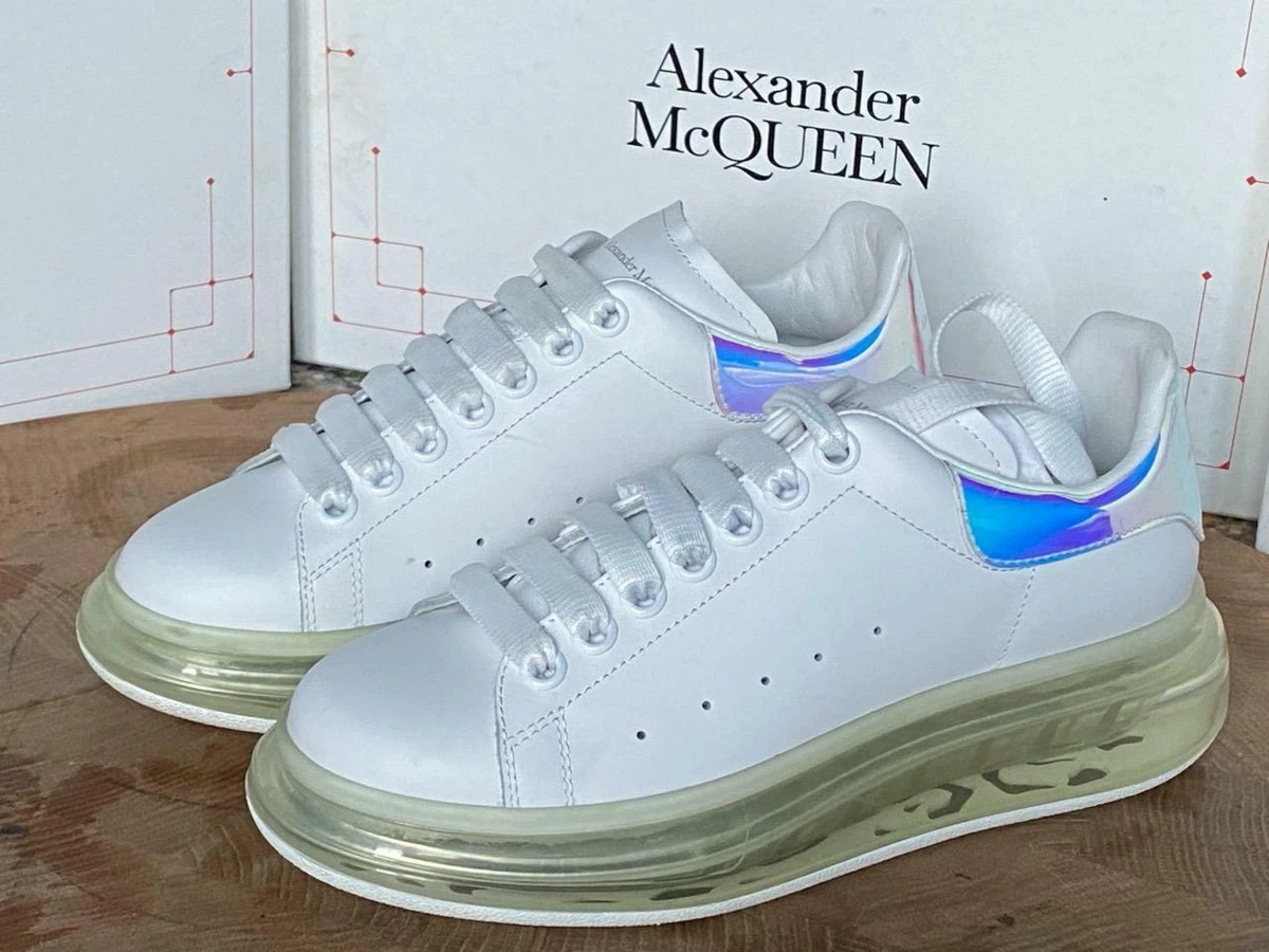 Men's Luxury Sneakers - Oversize Sneakers Alexander McQueen in white  leather and holographic back