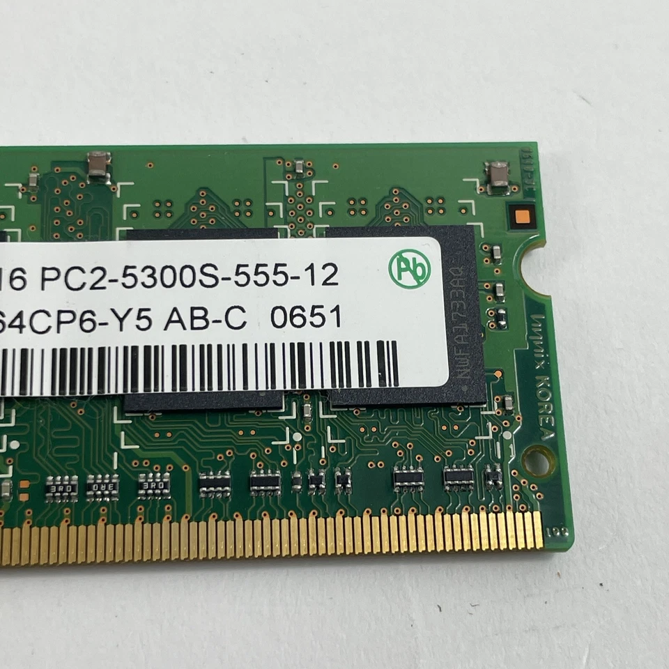 Memoria Hynix 5300S 512 MB Laptop PC RAM DDR2 2RX16 HYMP564S64CP6-Y5 Foto 2 de 4