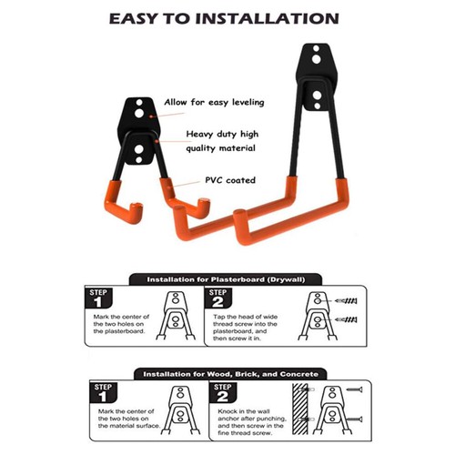 Wall Hook Garage Double Hook Garage Hook Heavy Duty Tool Holder for Ladder 12x - Picture 6 of 16