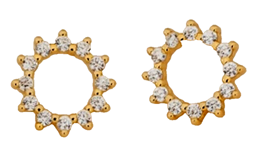 Boucles D'Oreilles En Or 14K Avec Diamants - Pave 0,72 Ct - Clous - Neuf Avec Certificat
