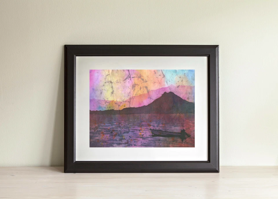 Lake Atitlan sunset- Guatemala. Fine art painting Lake Atitlan fine (art print) - Image 2 of 4