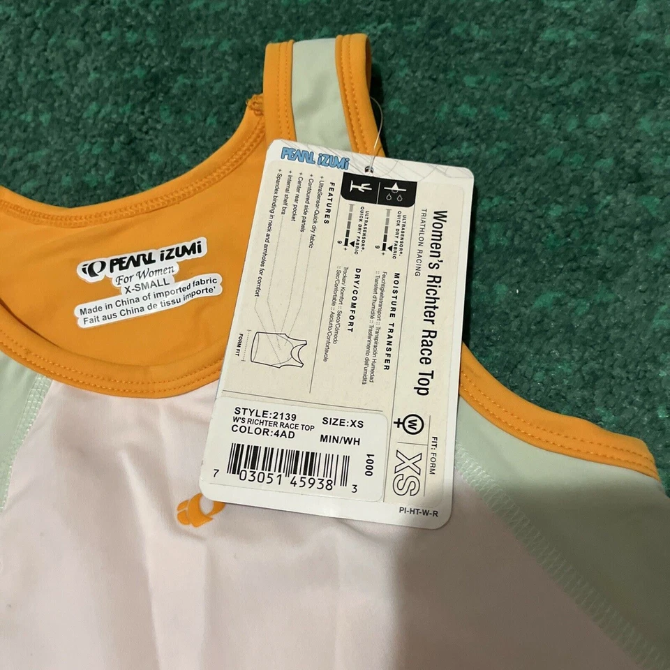 Top Richter Race Pearl Izumi para mujer blanco naranja talla X-pequeña Foto 4 de 4