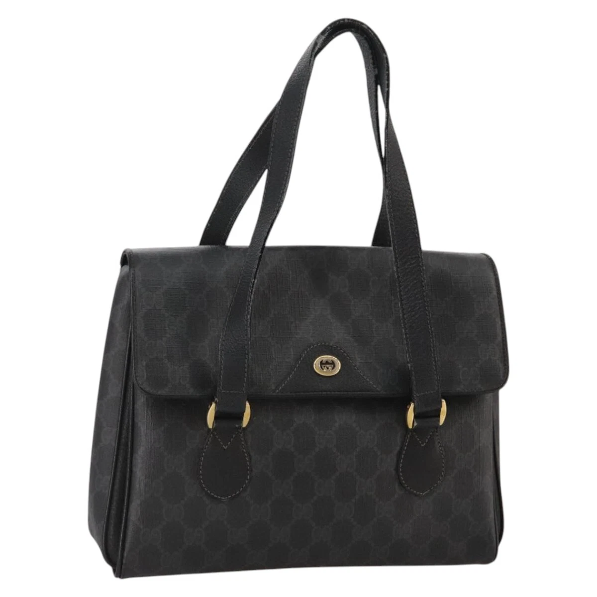 Sac à main GUCCI GG Supreme PVC cuir noir or 116 02 080 authentique 111672
