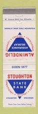 Matchbook Cover - Stoughton State Bank WI