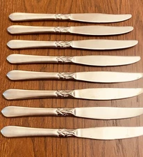 Oneida Simba Frosted Hdl Glossy Bowl Accents 8-Dinner Knives 9 1/2"