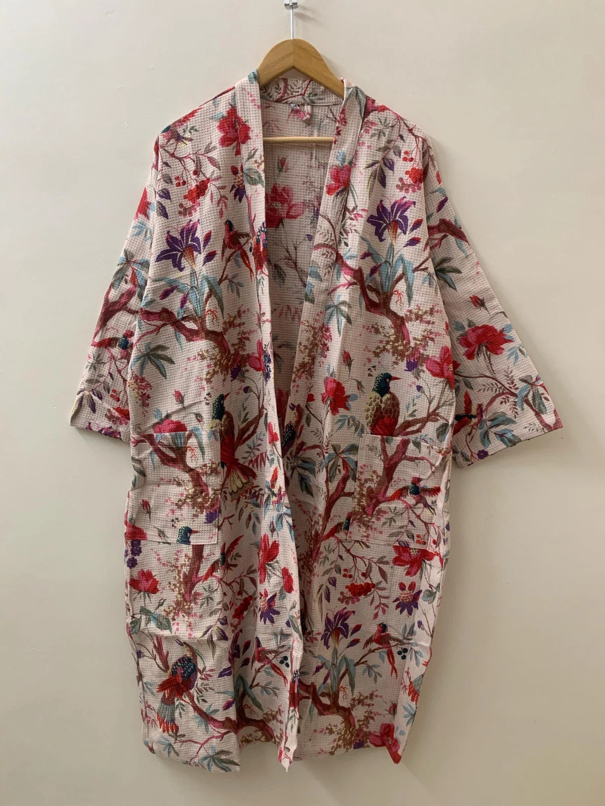 Bird Print Summer Wear | Handmade Waffle Kimono Robe | Women Wear Robe
Opens in a new window or tab