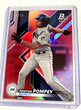 #'d/10- 2019 Bowman Platinum #TOP-40- TRISTAN POMPEY Red SP RC #'d 09/10