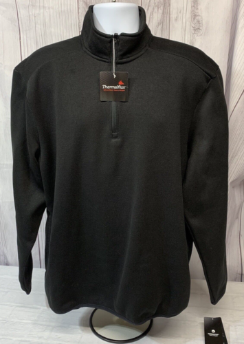Men's NWT PGA Tour Golf Black Knit LS Thermalflux 1/4 Zip Size Large Side Pocket - Picture 1 of 23