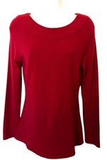 Marisa Christina Red SWEATER Size SMALL Boat Neck Pullover Angora Blend