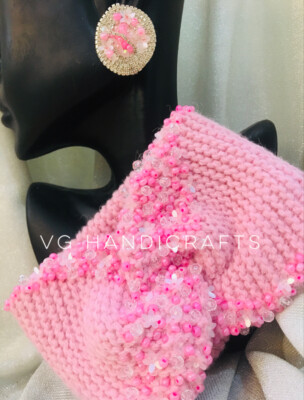 Beaded Crystal Ear Warmer Set With Earrings Handmade Beaded  display picture 1