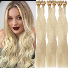 200Stand Thick 100% Remy Human Hair Extensions Nano Ring Rings Loop Beads Blonde