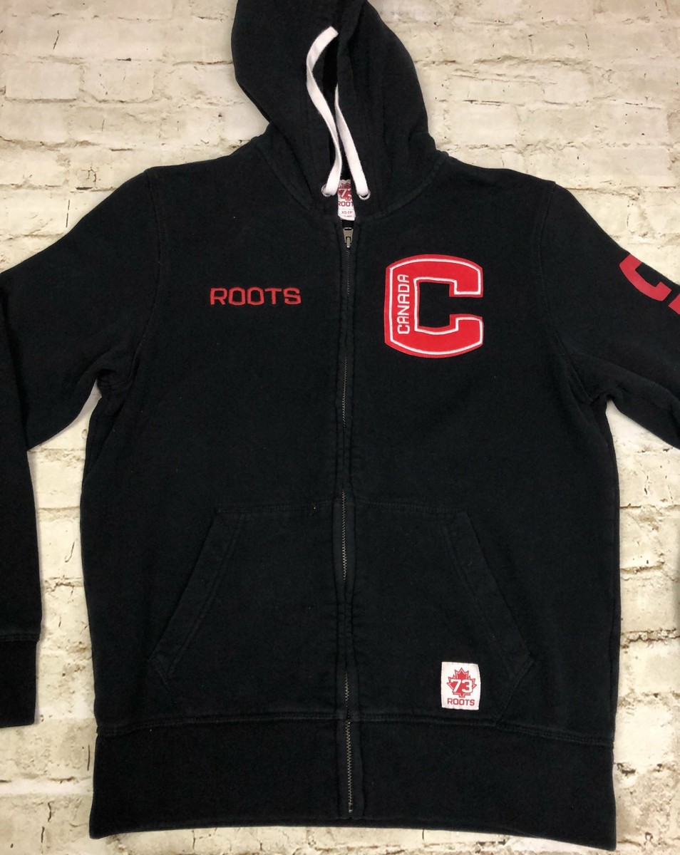 ROOTS Canada 73 Zip Up Black Hoodie Sweater Jacket Men Size XS * | eBay