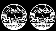 Camping Life Mountain Scene TWO PACK Vinyl Decals Car Tumbler Laptop Tablet RV