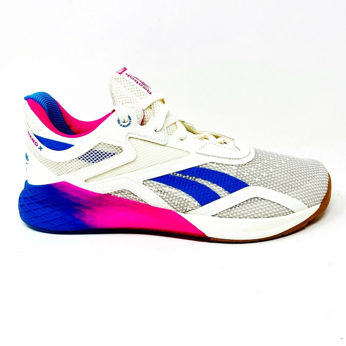 Reebok Nano X White Pink Blue Womens Size 10.5 Cross Training Sneakers FX7956