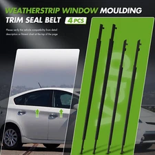 4x Front Rear Weatherstrip Door Window Seal Belt Moulding For 10-15 Toyota Prius