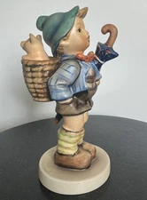 Hummel Goebel Figurine "Home From Market" Boy With Pig In Basket And Umbrella