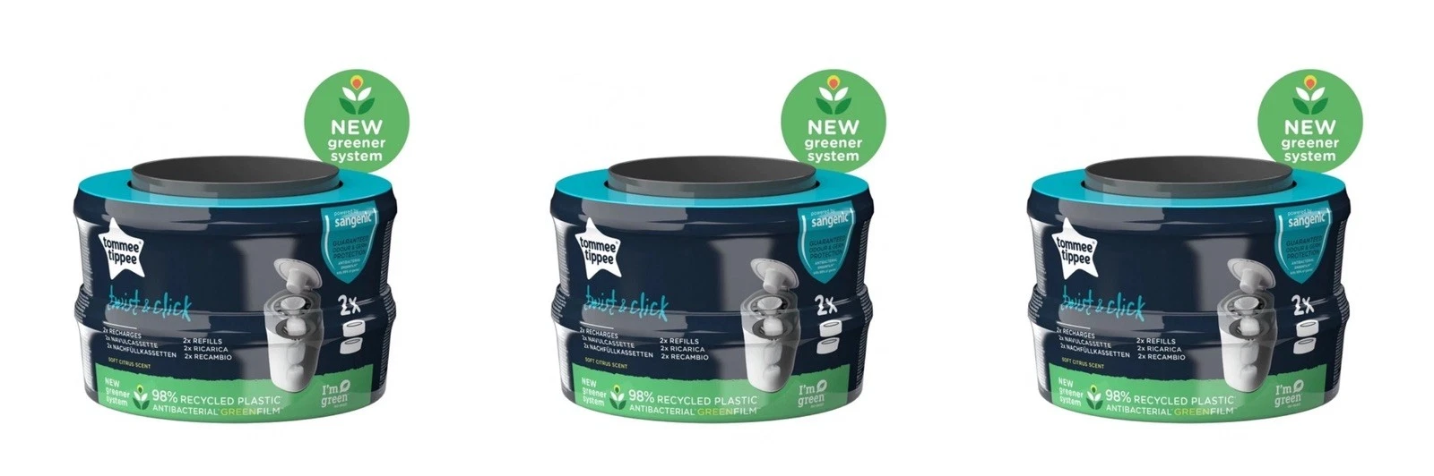 Tommee Tippee Twist and Click Advanced Nappy Bin Refill Cassettes - Pack of 6