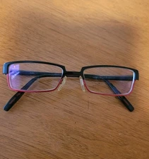 HUGO BOSS Eye Glasses HG15591 BK Black Red Womens Mens Rectangle  51-17-140 B