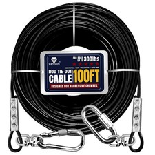 Tie Out Cable for Dogs Up to 300lbs,100ft Extra Strong 300lbs 100ft, Black