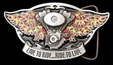 MB12119 VINTAGE 2004 LIVE TO RIDE - RIDE TO LIVE V-TWIN MOTORCYCLE BELT BUCKLE