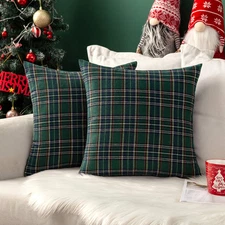 MIULEE Christmas Set of 2 Scottish Tartan Plaid Throw Pillow Covers Farmhouse Cl