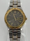 Seiko 7N43-6A09 38mm Silver/Gold Quartz Day/Date Watch w/Bracelet & New Battery