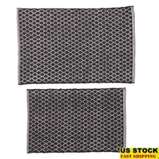 2 Piece Cotton Diamond Bath Rug Set Machine Washable Anti Skid Soft Durable New