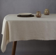 100 Pure Linen Tablecloths for Rectangle 55x90in Fringe