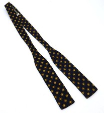 F. R. Tripler  Co. Silk Bow Tie, Navy Blue, Yellow, Black Sunburst Design, 33"