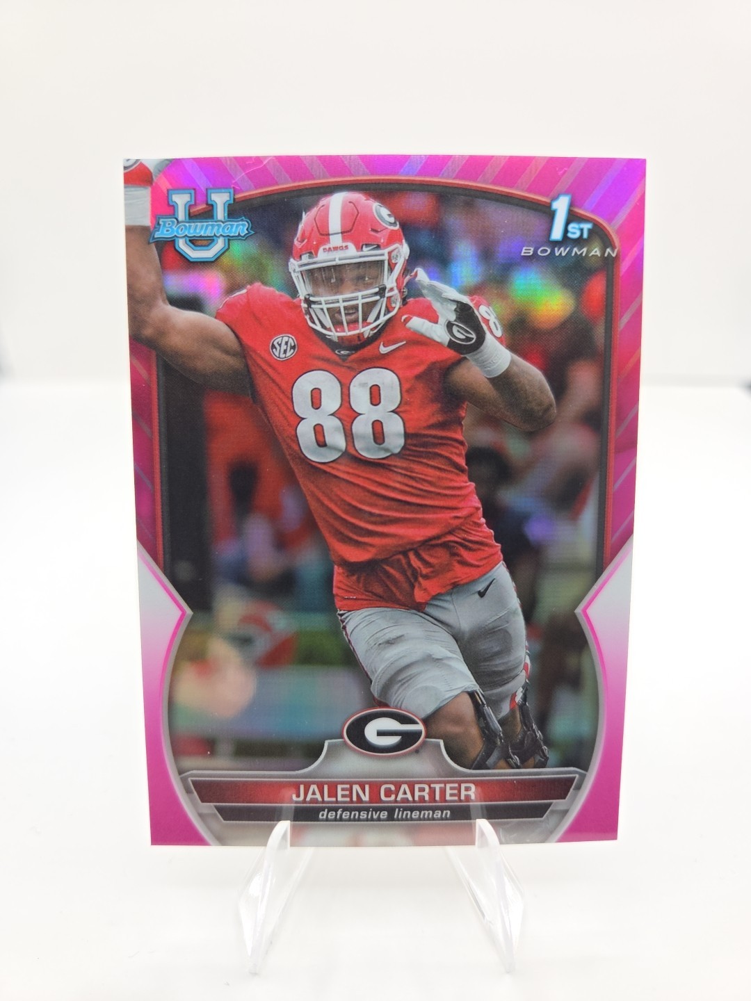 Jalen Carter 2022 Bowman Chrome University #37 1st Bowman Pink Refractor Georgia