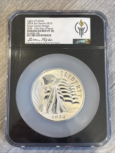 2024- Samoa- 5 oz Light Of Liberty- UHR- FDOI NGC-Enhanced Rev PF70-Susan Taylor