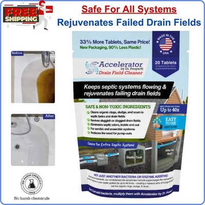 Drain Field Cleaner Tablets by Dr Pooper Clears Septic Tanks Drain Fields Tough
