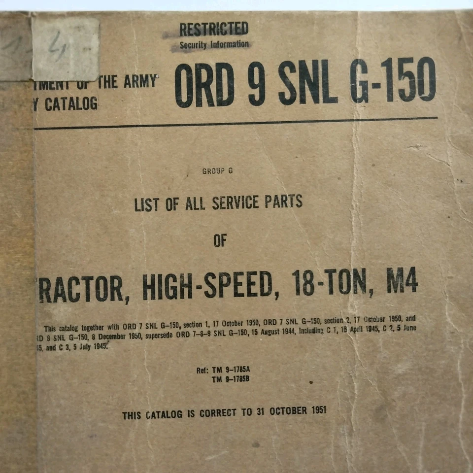 M4 High Speed Tractor US Army Ordnance Catalog ORD 9 SNL G-150 Tank Belgium 1952 - Image 4 of 4