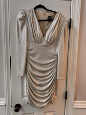 Vince Camuto Womens Silver Metallic Mini Sheath Cocktail Party Dress STUNNING