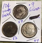 ROOSEVELT 90% SILVER DIMES, lot of 3….Lower Grade