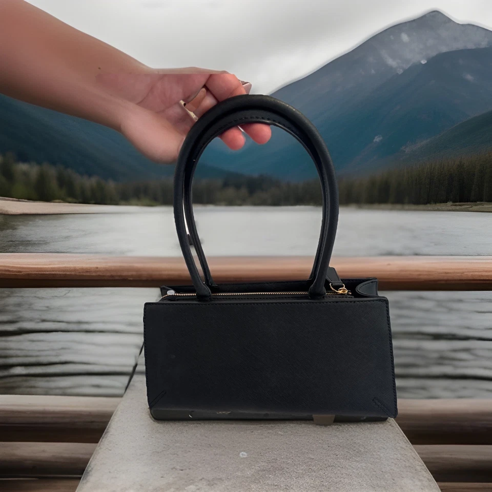 Guess Black Medium Satchel Handbag – Gold Logo & Charm – Women’s Purse - Image 3 of 4