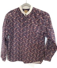 Wah Maker Frontier Shirt Mens Large Navy Red Paisley Band Collar Western USA