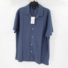 NWT Reiss Shirt Mens Large Button up resort collar Short Sleeve Casual striped
