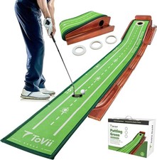 Putting Green - Indoor/Outdoor Golf Practice Mat with Auto Ball Return, 3 Holes