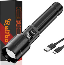 LED Flashlight Rechargeable 100000 High Lumens,12H  Long Range