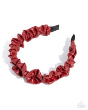 Paparazzi Ruffled Rebel - Red - Red Leather - Hair Headband